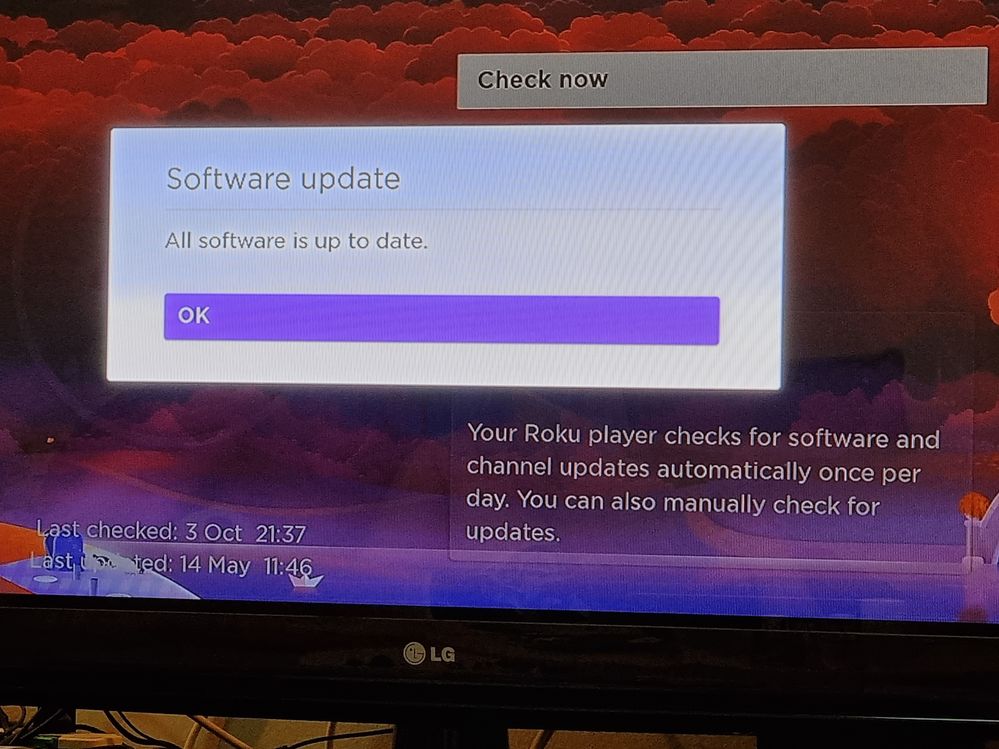 Attempt to manually update software reports it is up to date