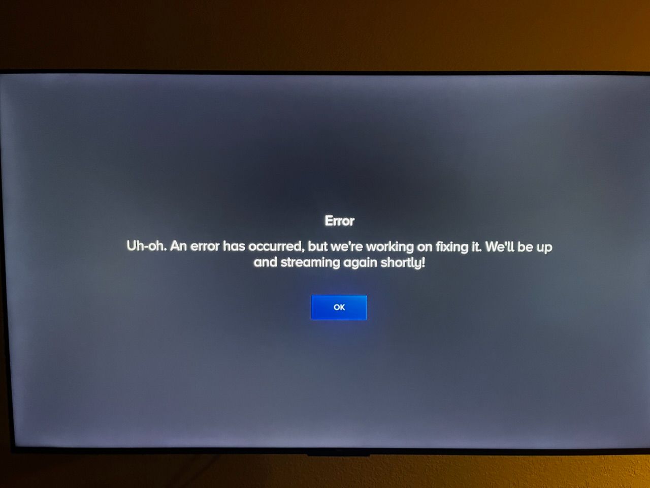 Uh oh an error has occurred, but we're working on ... - Roku Community