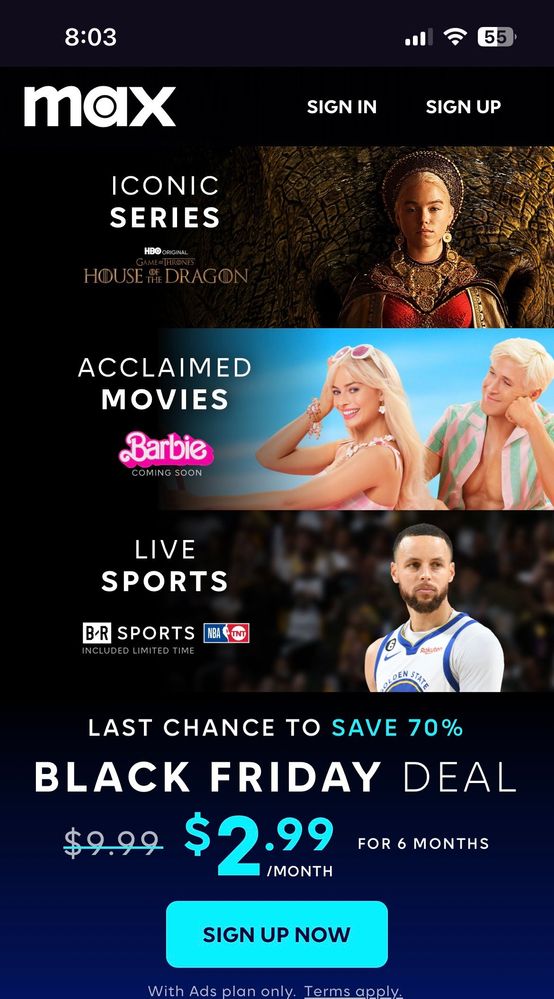 HBO Max Black Friday Deal 2023 (Get 70% discount)