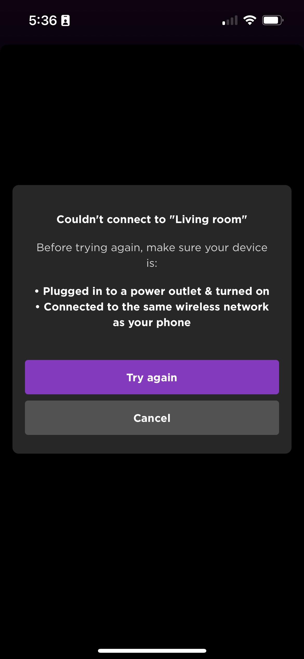 smart view won't connect to roku tv