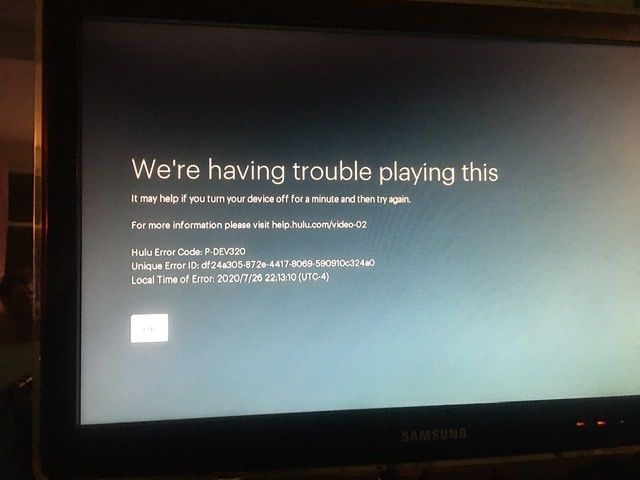 This is the error code I get when I just let the commercial image stay. I have three Roku, this is the only one Hulu is effected on