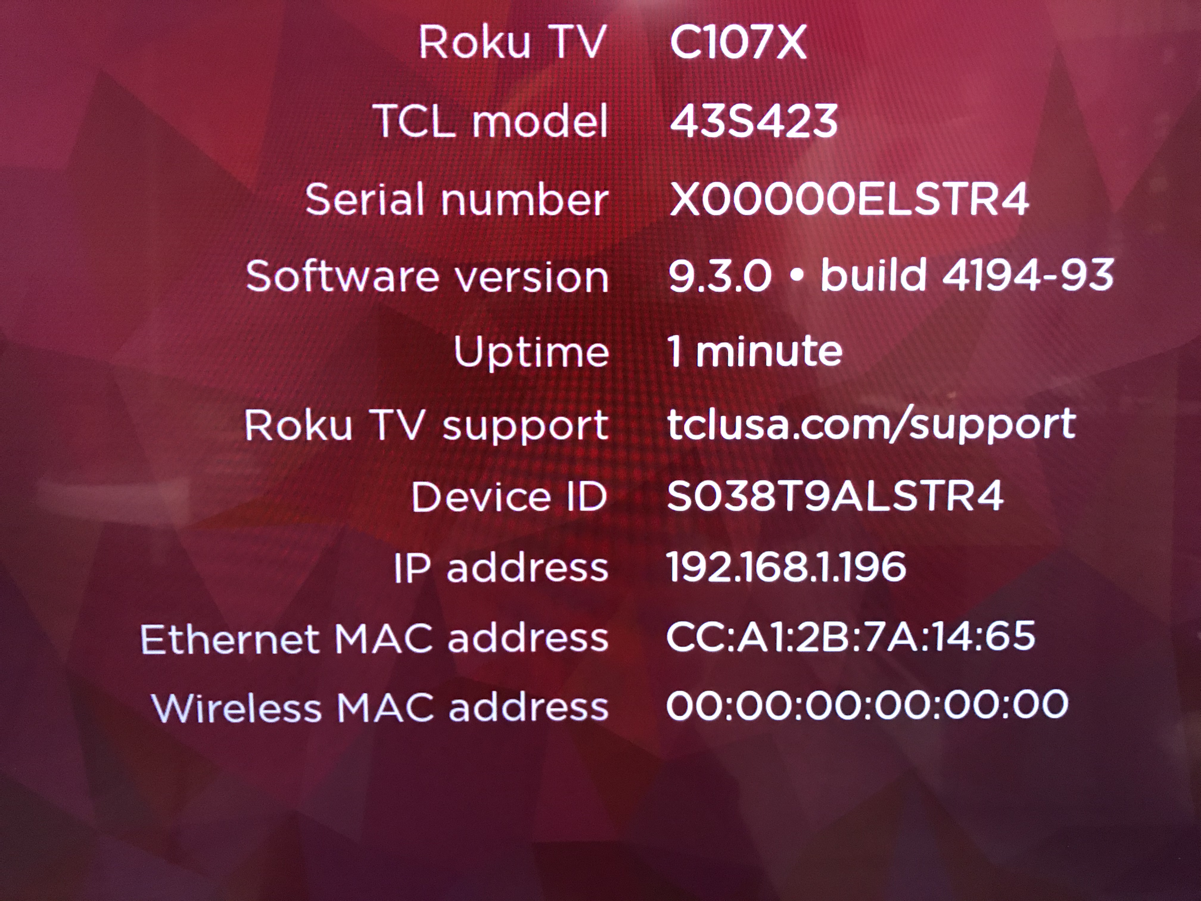 Wireless Mac All Zeros After Firmware Update Reboo Page 5 Roku Community