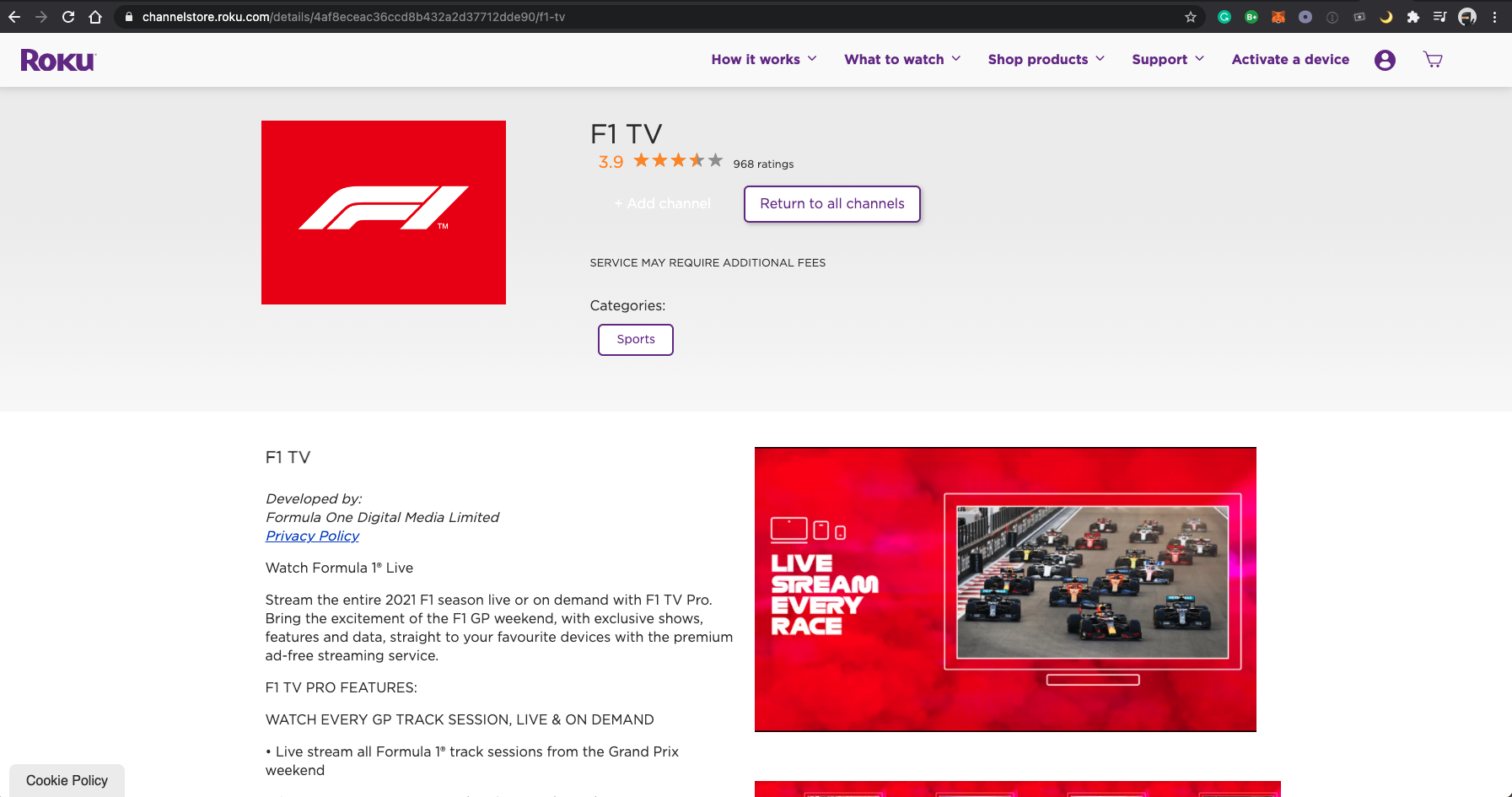 Solved Request for F1 TV Channel in South Africa
