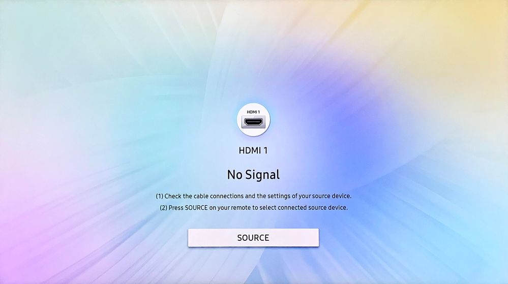 Example of what a 'HDMI 1 No Signal' message could look like on your TV