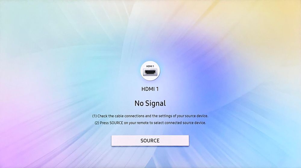 Example of a type of 'HDMI No Signal' message you might see on your TV
