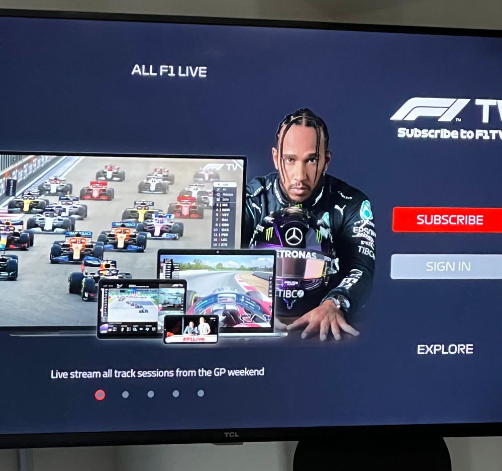 f1 tv not showing live