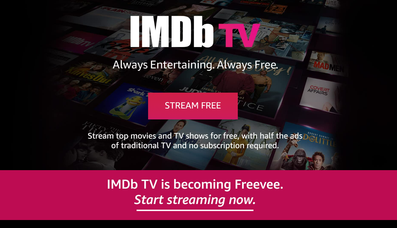 Rebrands IMDb Streaming Service as Freevee