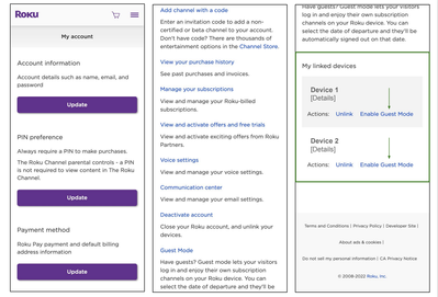 Once you are logged into your Roku account, you can adjust Guest Mode settings per device.